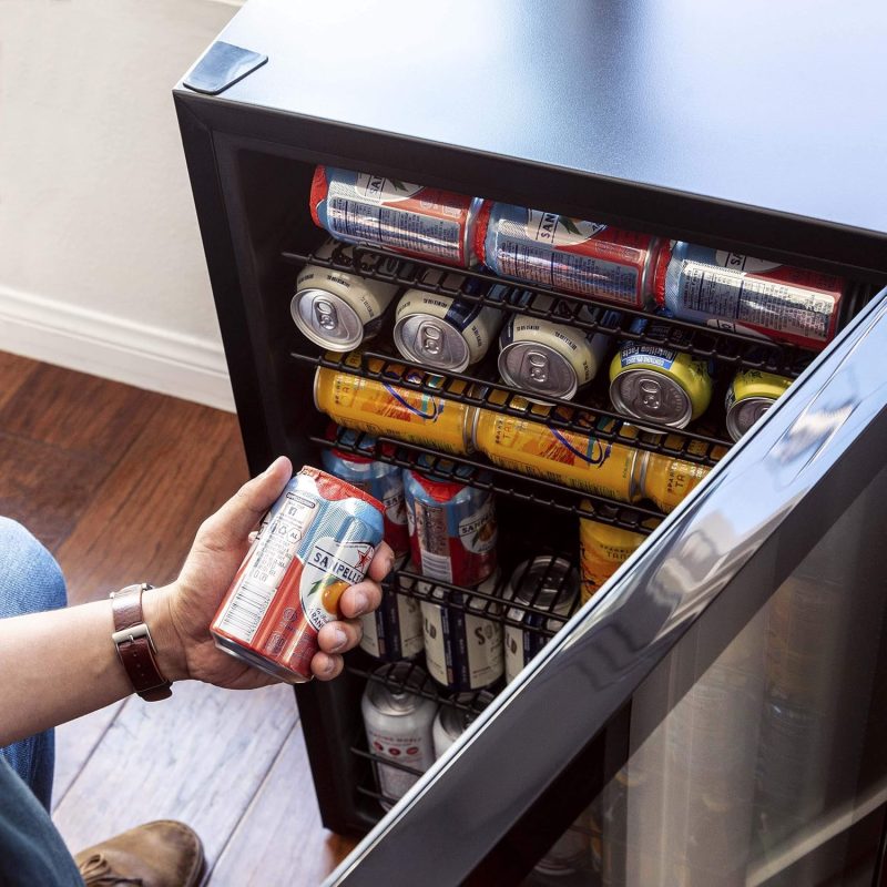 Beverage Refrigerator Cooler | 126 Cans Free Standing with Right Hinge Glass Door | Mini Fridge Beverage Organizer Perfect For Beer, Wine, Soda, And Cooler Drinks - Image 52