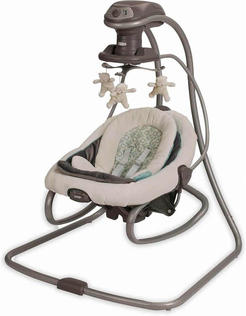 Graco DuetSoothe Swing and Rocker, Sapphire, 3-Position, 2-Speed Vibration, Portable with Carry Handles - Image 8