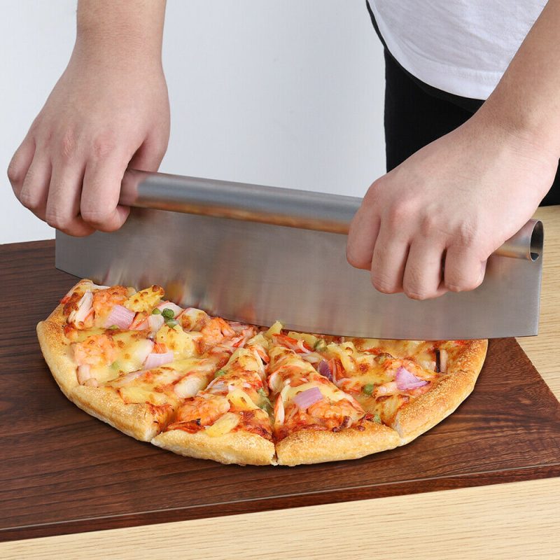 14′′ Pizza Cutter Sharp Rocker Blade Heavy Duty Stainless Steel Slicer With Cover - Image 2