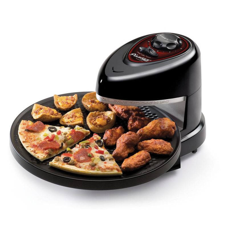 Presto Pizzazz Plus 1235W Rotating Countertop Pizza Oven with Timer, Non-Stick, Black - Image 3