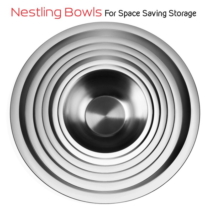 14 Pieces Stainless Steel Mixing Bowls With Measuring Cups and Spoons - Image 6