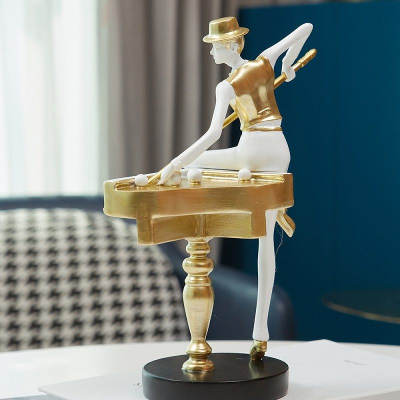 Abstract Golden Snooker Player Figurines - Image 5