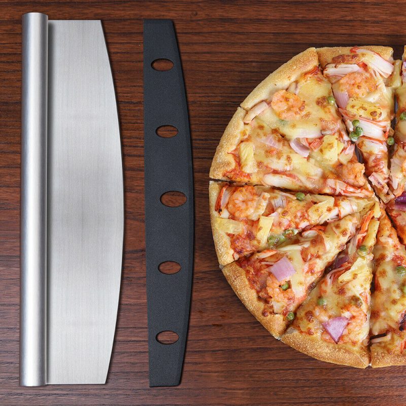 14′′ Pizza Cutter Sharp Rocker Blade Heavy Duty Stainless Steel Slicer With Cover - Image 3