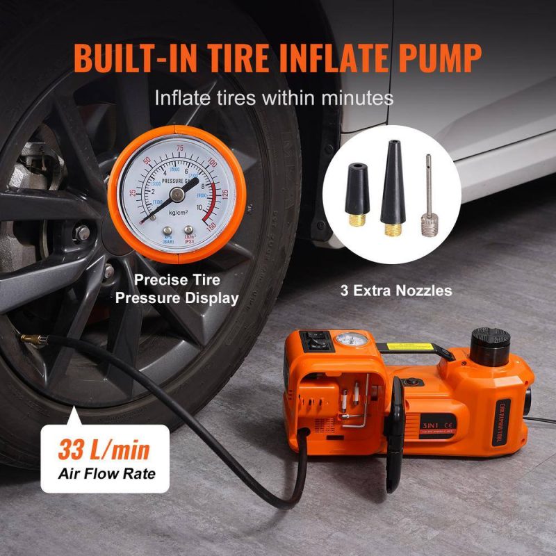 VEVOR 5-Ton 11023 lbs. Electric Hydraulic Jack Car Floor Jack 12V Lift Up To 17.7 in. Height with Built-in Tire Inflator Pump DDYYQJDTJDWC5G95XV9 - Image 4