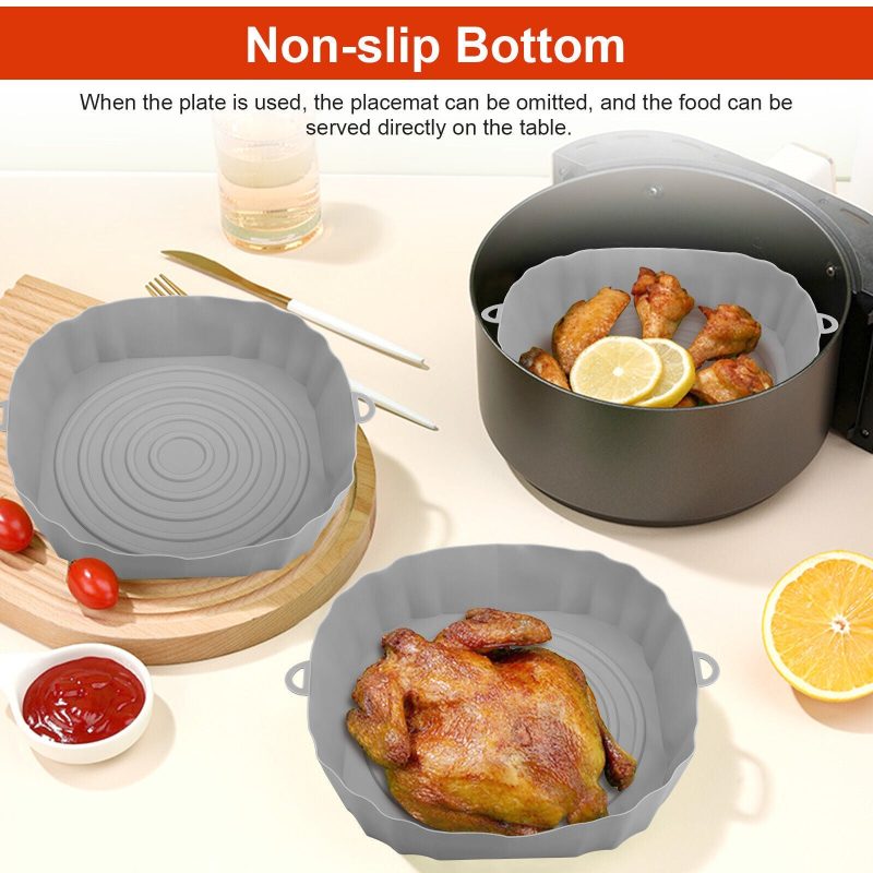 2 Pcs Air Fryer Silicone Pot Baskets Liners, Non-Stick & Oven Safe - Image 3