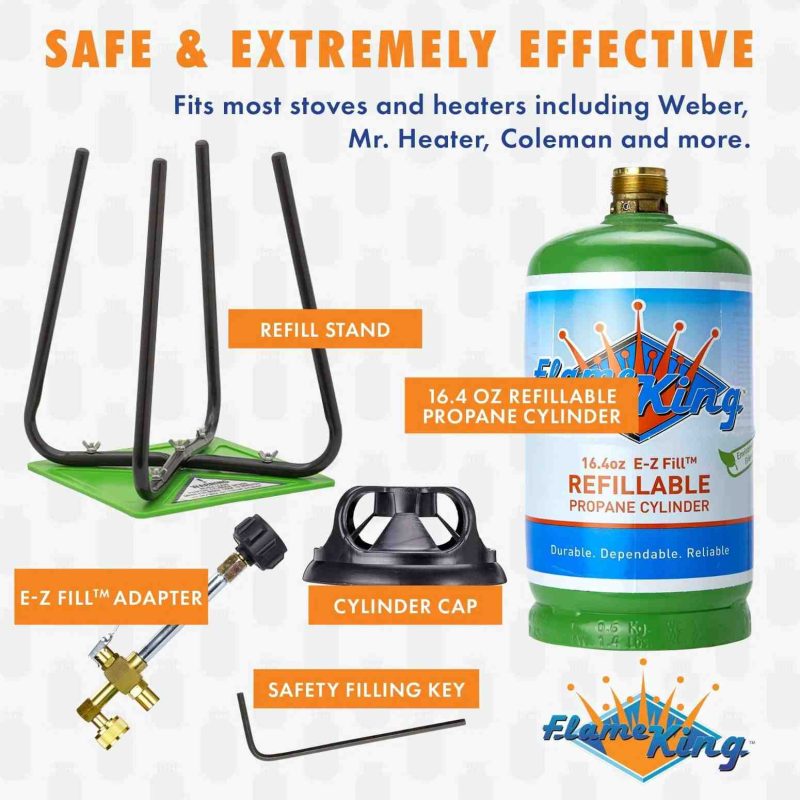 Flame King Eco Friendly 1lb Refillable Reusable Propane Cylinder + Refill Kit - Image 4