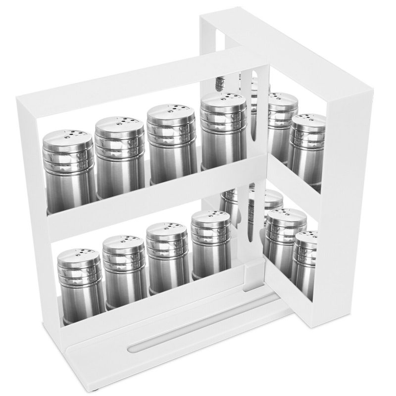 2 Tiers Multi Function Kitchen Storage Seasoning Spice Rack, Rotating Organizer - Image 10