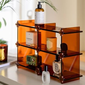 Acrylic Display Orange Retro Shelf Stand for Home Storage
