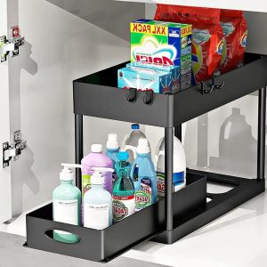 2 Tier Pull Out Cabinet Organizer Sliding Storage Rack