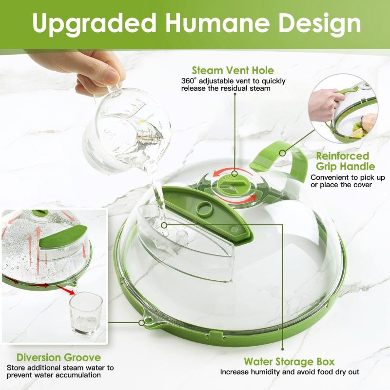 2Pcs Microwave Food Cover Splatter Proof Vented With Easy Grip Hand Protector- Heavy Duty - Image 4