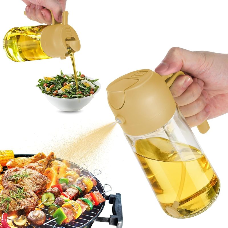 16 Oz Oil Dispenser Bottle for Kitchen – 2 in 1 Olive Oil Dispenser and Oil Sprayer – 470Ml Olive Oil Bottle - Image 17