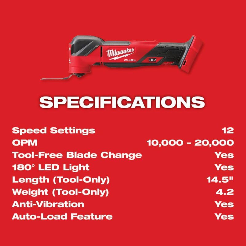 2836-21 M18 FUEL 18V Lithium-Ion Cordless Brushless Oscillating Multi-Tool Kit with one 5.0 Ah Battery, Charger and Tool Bag - Image 22