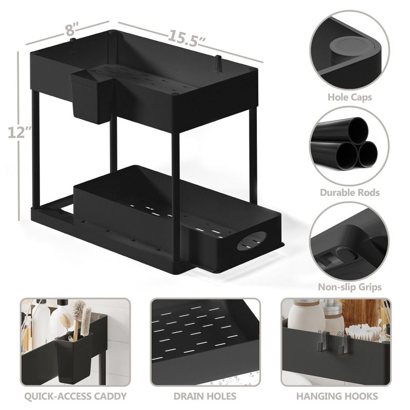 1 Pack or 2 Pack Under Sink Organizers with 2 Tier Sliding Drawers - Image 17