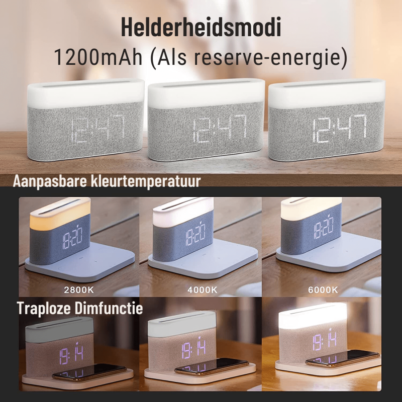 3-in-1 Wireless Charger, LED Lamp & Digital Alarm Clock | Fast Charging Dock - Image 6