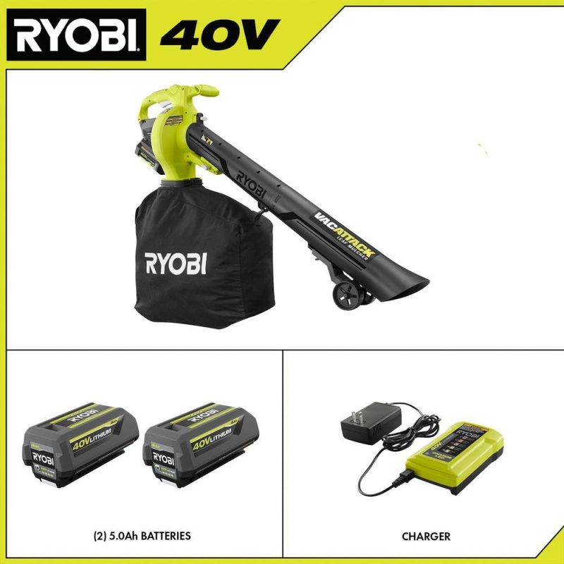 RYOBI 40V Vac Attack Cordless Leaf VacuumMulcher with (2) 5.0 Ah Batteries and (1) Charger RY40451-2B - Image 6