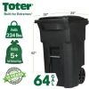 Toter 64 Gallon Black Rolling Outdoor GarbageTrash Can with Wheels and Attached Lid 79264-R2200 - Image 2