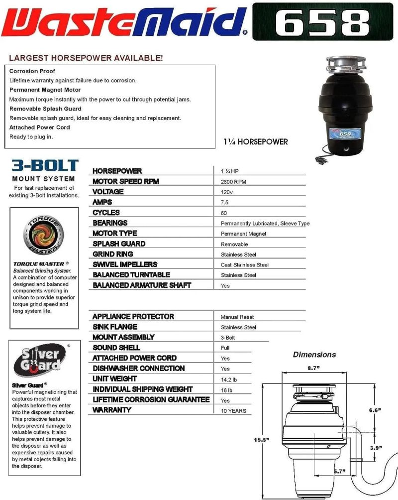 Waste Maid Anti-Clog Stainless Steel Food Waste Grinding System - Image 5