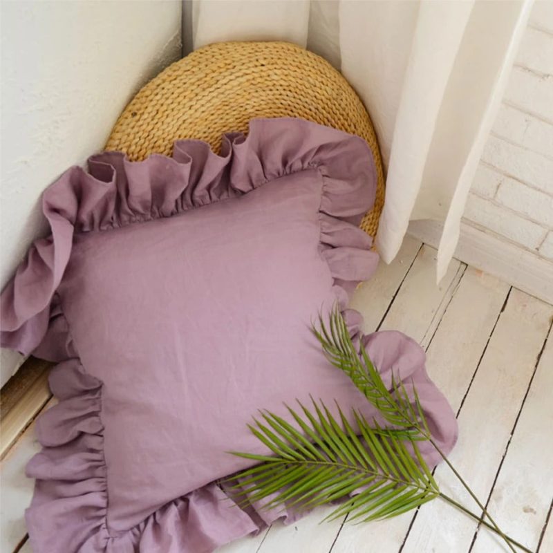100% Pure Linen Ruffle Cushion Cover – Soft and Comfortable - Image 10