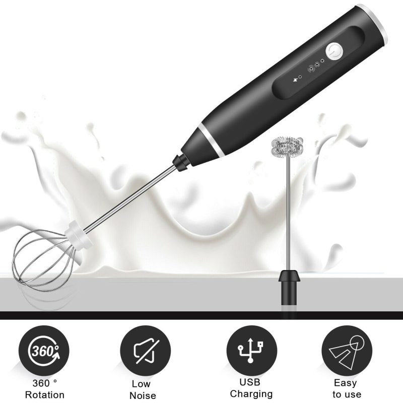 3 Pc Handheld Electric Milk Frother and Egg Beater, USB Charged - Image 10