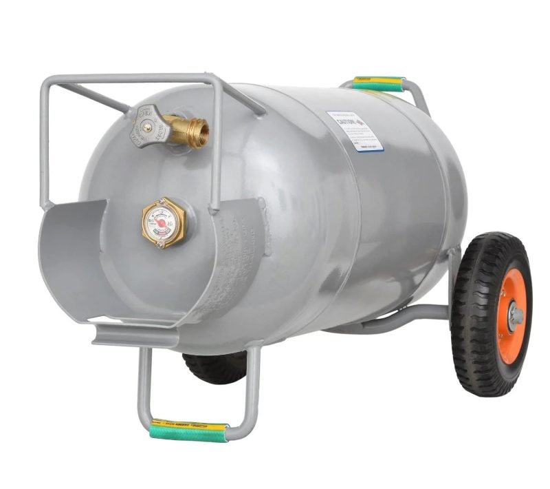 Flame King 40lb Horizontal & Vertical Empty Propane Cylinder with OPD & Wheels - Image 2