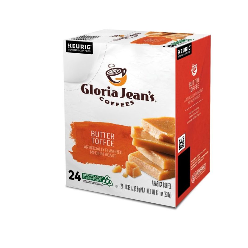 Gloria Jean’s Butter Toffee Medium Roast Coffee K-Cup Pods, 96 Count, Arabica, Recyclable - Image 3