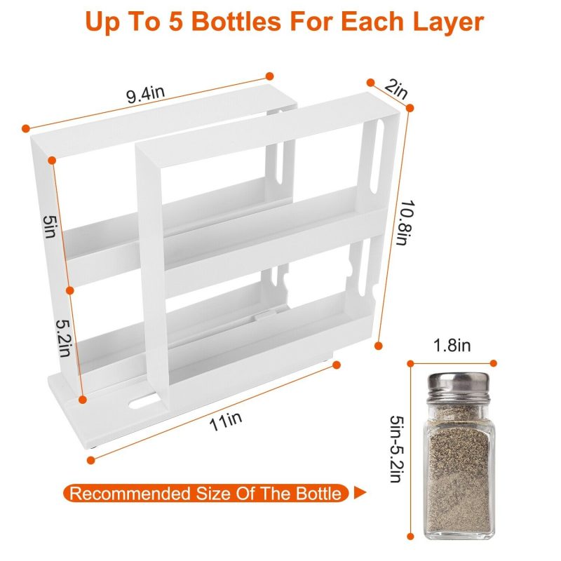 2 Tiers Multi Function Kitchen Storage Seasoning Spice Rack, Rotating Organizer - Image 4