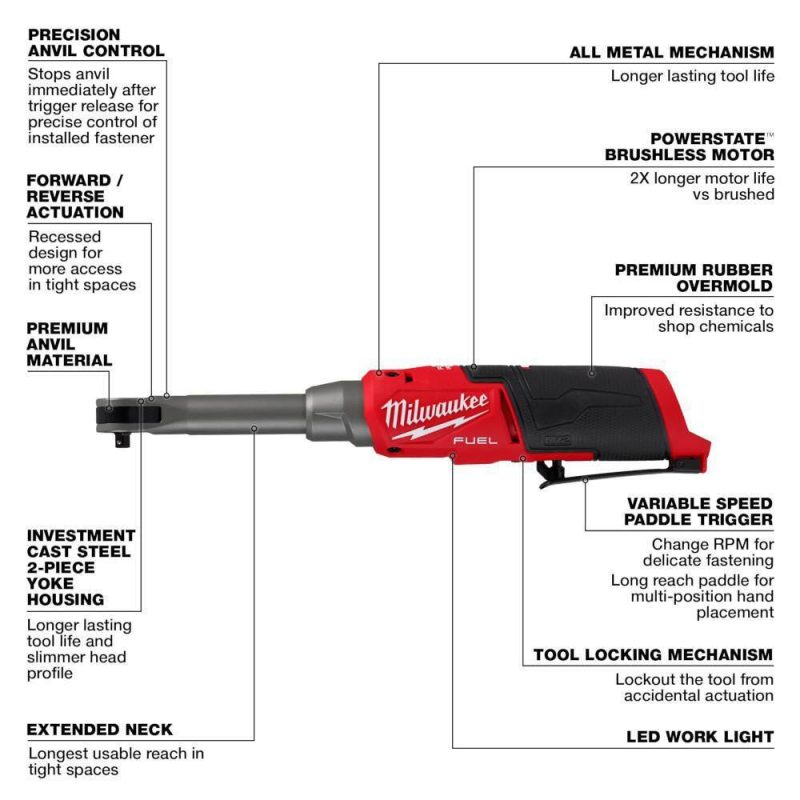 2568-20-2569-20 M12 FUEL 12V Lithium-Ion 1/4 in. Extended Reach High Speed Ratchet w/3/8 in. Extended Reach High Speed Cordless Ratchet - Image 15