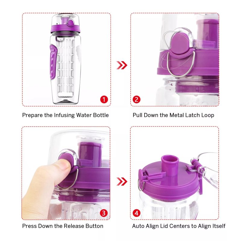 32 Oz Fruit Infusing Infuser Water Bottle- BPA Free - Image 9