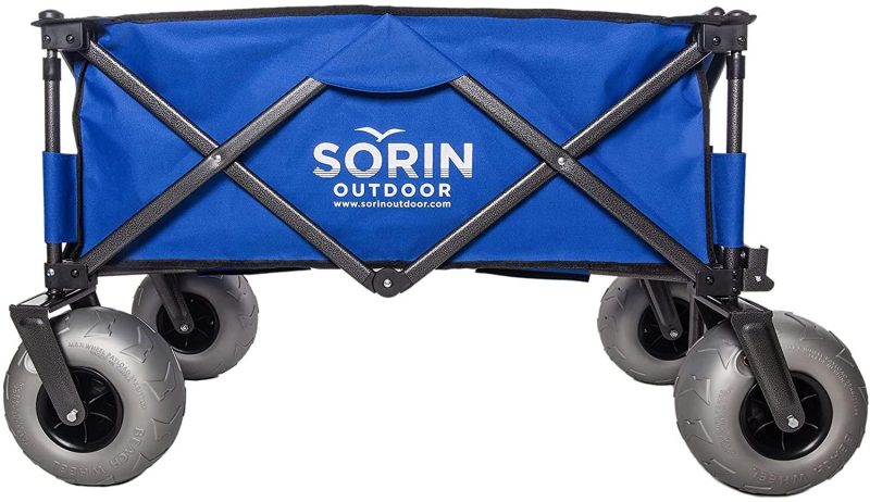 Sorin Outdoor Heavy Duty Collapsible Foldable Beach Cart with Balloon Wheels for Sand Garden Wagon Camping Beach Wagon with Balloon Tires Cart for Beach with Big Wheels Inflatable Tires - Image 9