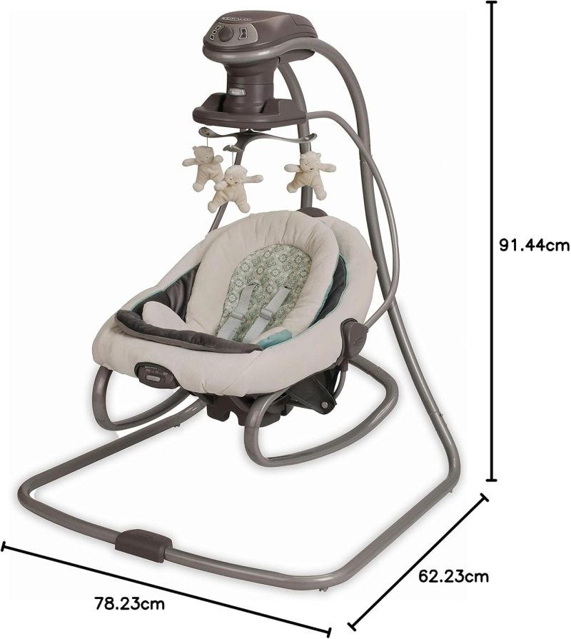 Graco DuetSoothe Swing and Rocker, Sapphire, 3-Position, 2-Speed Vibration, Portable with Carry Handles - Image 12