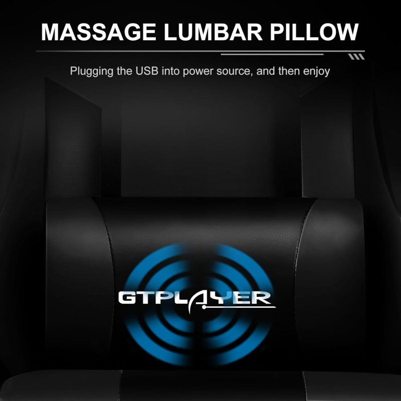 GTPLAYER Gaming Chair, Computer Chair with Footrest and Lumbar Support, Height Adjustable Game Chair with 360  -Swivel Seat and Headrest and for Office or Gaming (White) - Image 38