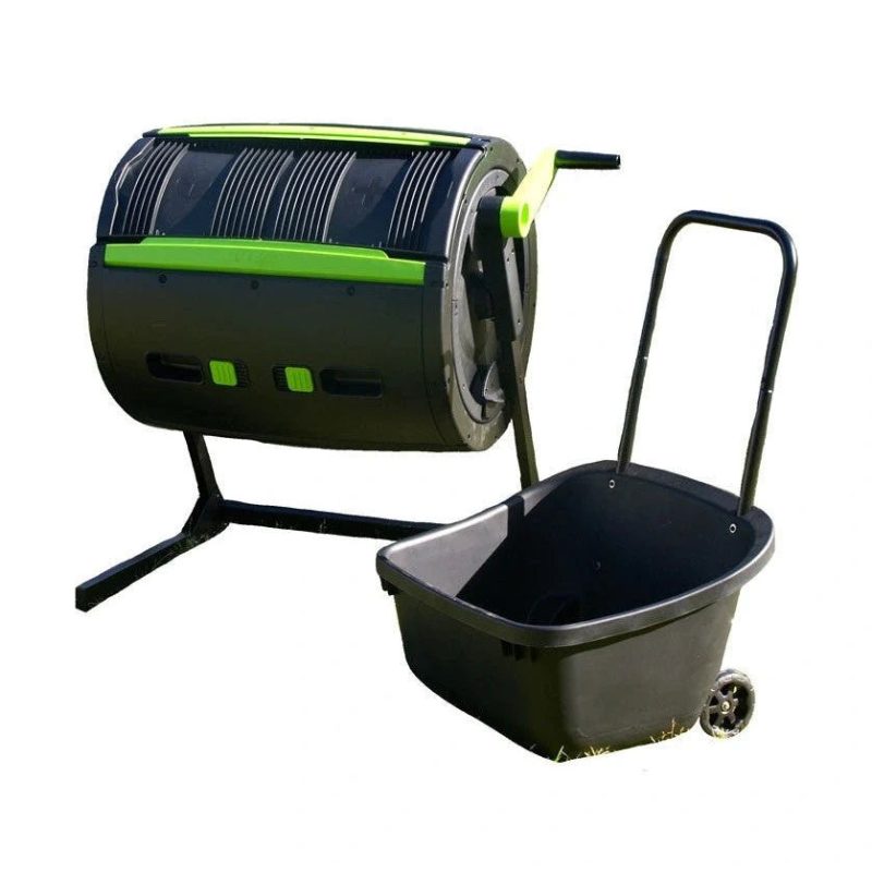Maze 65-Gallon Compost Tumbler & Cart Combo, Dual Compartments, UV-Protected, Zinc-Coated, Black - Image 4
