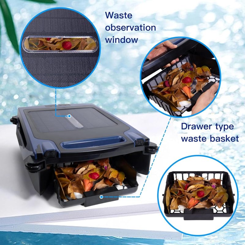 Pool Surface Cleaner Robot with Solar and Rechargeable Dual Mode, Cordless Robotic Pool Cleaner, Smart Pool Skimmer Basket, Automatic Pool Vacuum Cleaner with Auto-Escape and Auto-Turn - Image 6