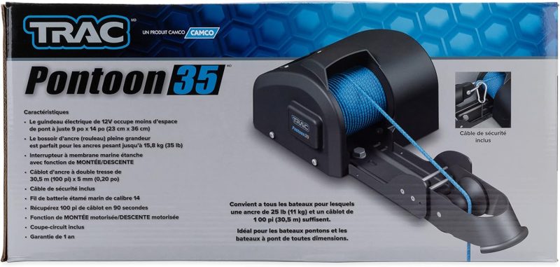 Outdoors Pontoon 35-G3 Electric Anchor Winch | Features a High-Efficiency, 12-Volt DC, All Steel Gear Motor and 100-feet of Pre-Wound Double-Braid Anchor Rope | (69003) - Image 6