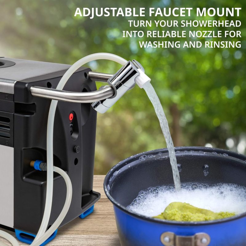 Portable Propane Water Heater & Shower Pump w/Built-in Battery | Compact Outdoor Cleaning & Showering System w/LCD, Safety Shutoff & Carry Case, Instant Hot Water for Camping & Hiking - Image 8