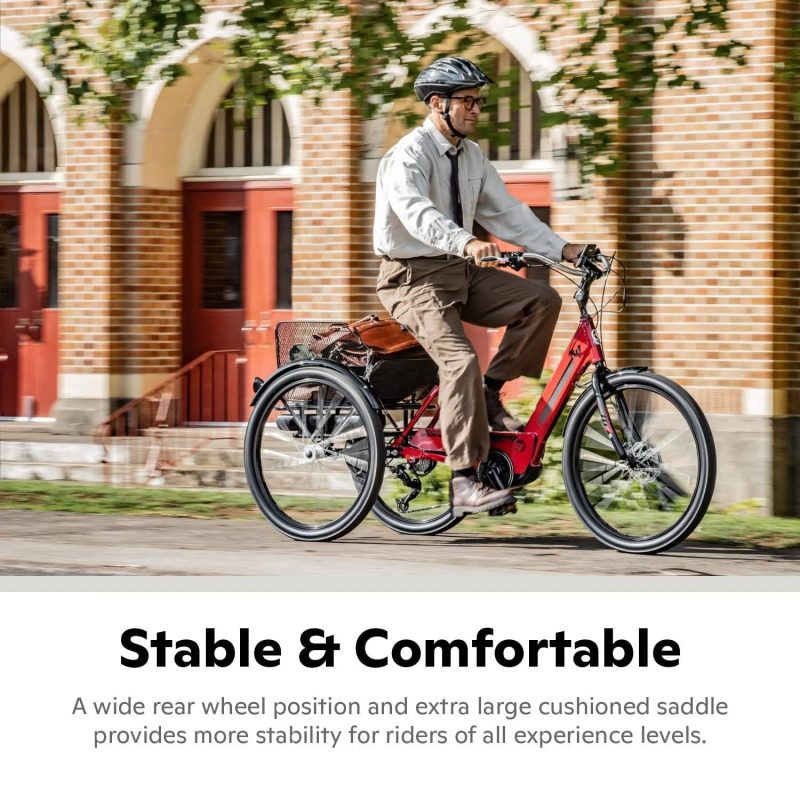 Schwinn Meridian Deluxe Adult Tricycle Bike, Three Wheel Cruiser, 26-inch Wheels, Low Step-Through Aluminum Frame, Adjustable Handlebars, Large - MadeInUSA - Image 5