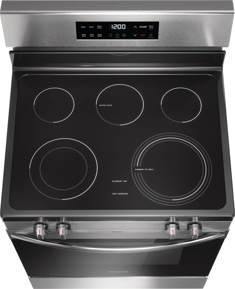 Frigidaire 30-in Glass Top 5 Burners 5.3-cu ft Steam Cleaning Freestanding Electric Range (EasyCare Stainless Steel) - Image 6