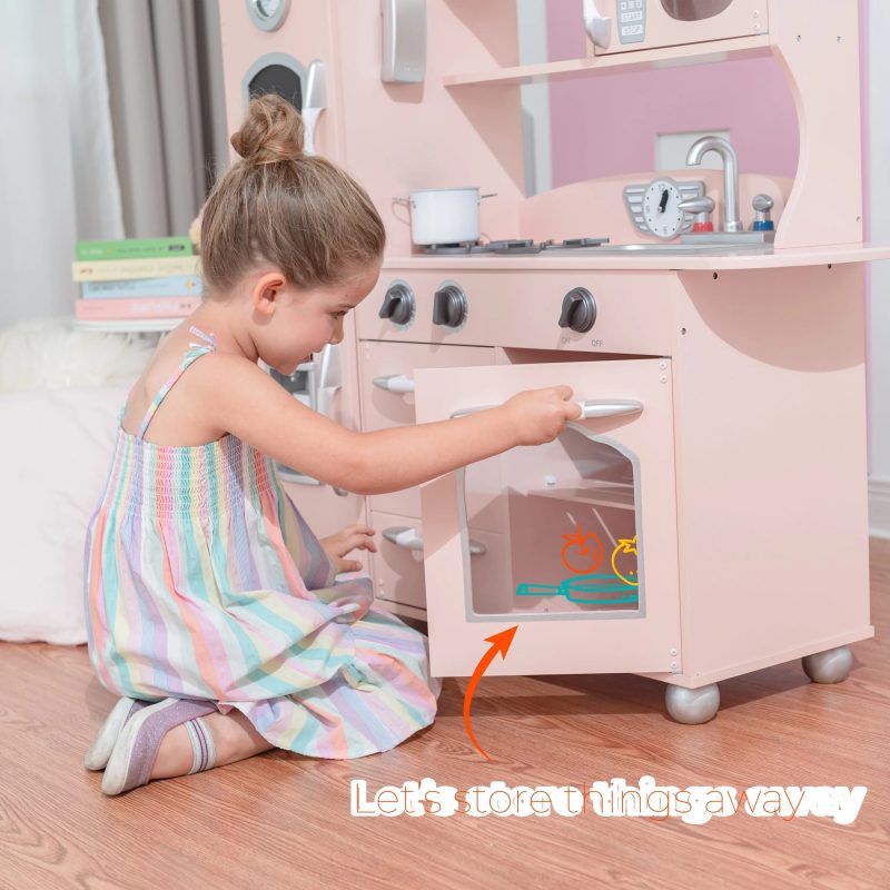 Little Chef Westchester Retro Wooden Play Kitchen, Pink - Image 4
