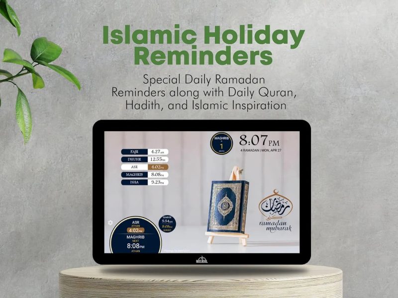 Masjidal 14 Digital Azan Clock with WiFi Dynamic Touch Screen Worldwide Prayer Times - Image 16