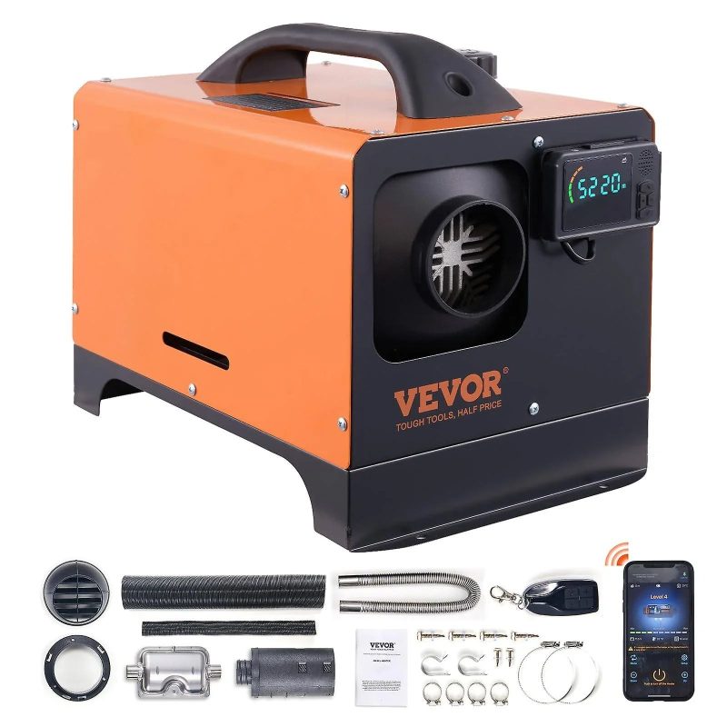 VEVOR DIESEL Air Heater All-in-One 27,296 BTU 12V DIESEL Heater 8KW w/Bluetooth App LCD Portable Other Fuel Type Space Heater - MadeInUSA - Image 3