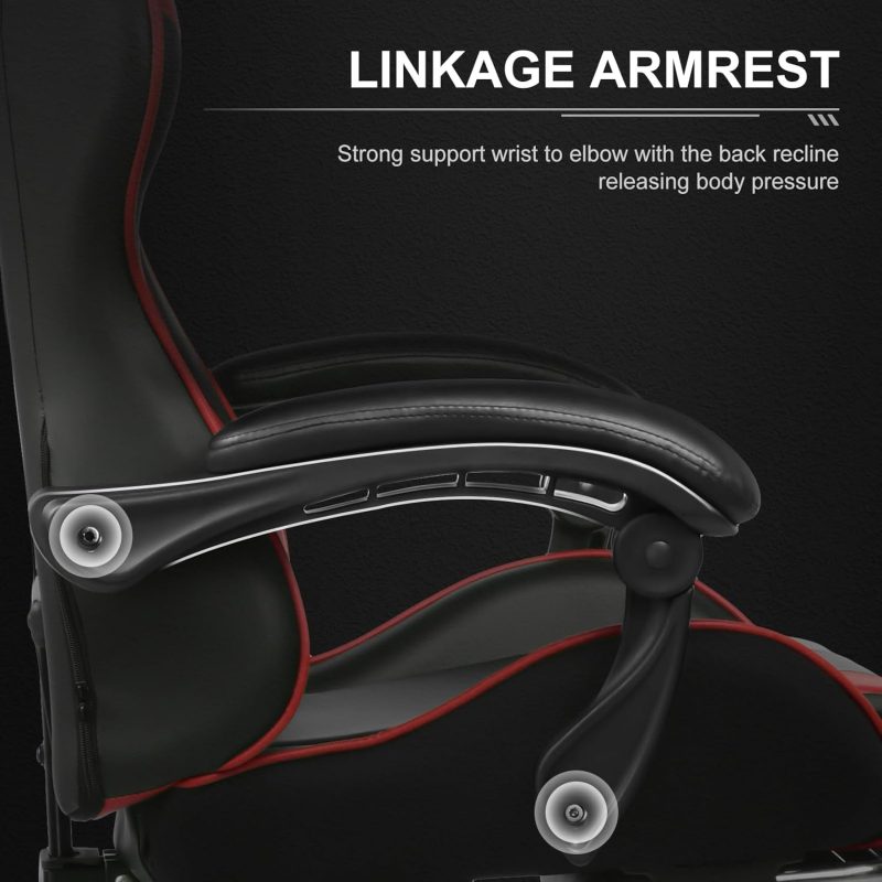 GTPLAYER Gaming Chair, Computer Chair with Footrest and Lumbar Support, Height Adjustable Game Chair with 360  -Swivel Seat and Headrest and for Office or Gaming (White) - Image 21