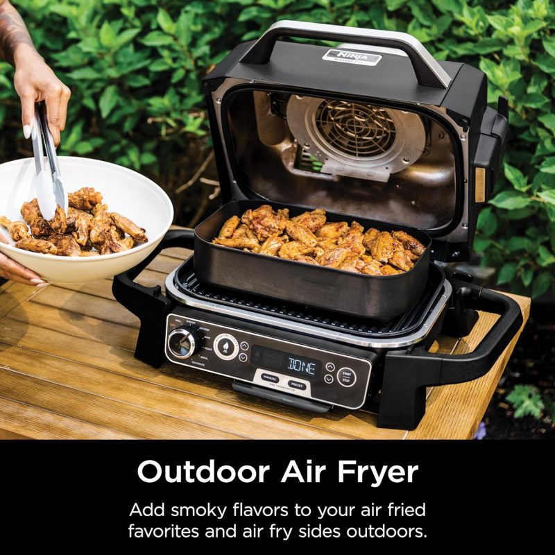 7-in-1 Grill & Smoker with Thermometer, Air Fryer, BBQ, Bake, Roast, Broil – Portable Electric Outdoor Grill, Grey - Image 21