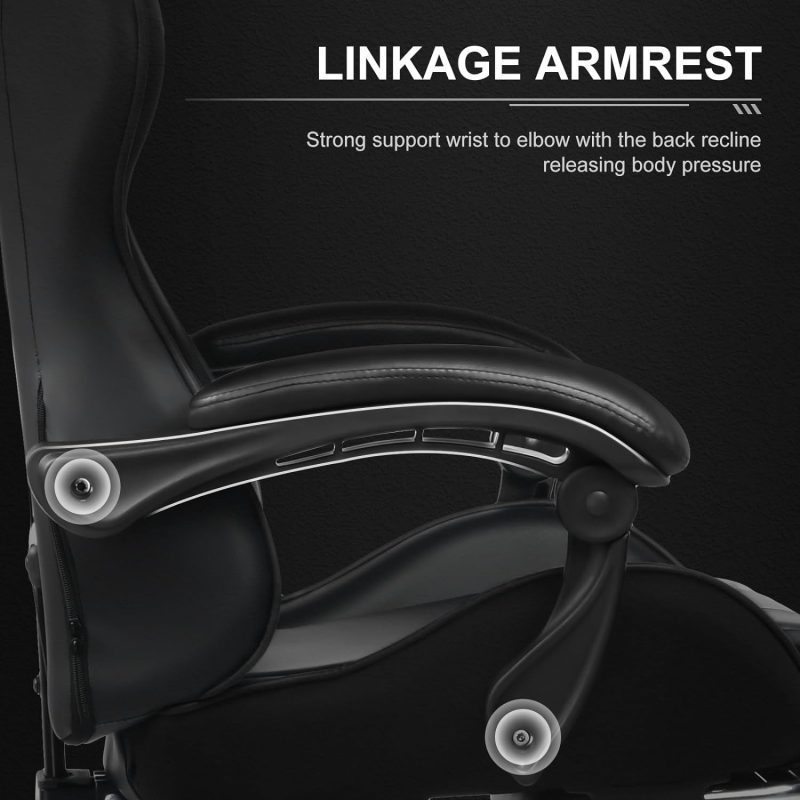 GTPLAYER Gaming Chair, Computer Chair with Footrest and Lumbar Support, Height Adjustable Game Chair with 360  -Swivel Seat and Headrest and for Office or Gaming (White) - Image 35