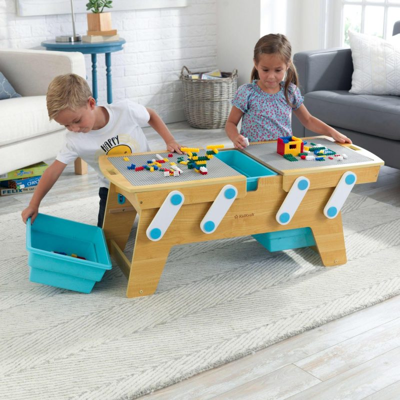 KidKraft Building Bricks Play N Store Wooden Table, Kids Activity Table, Natural - Image 4