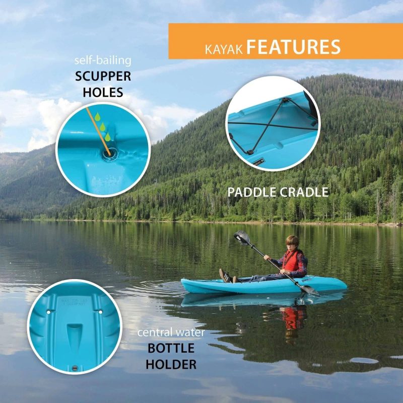 Lifetime Hydros 85 Sit-On-Top Kayak Paddle Included Glacier Blue - MadeInUSA - Image 6