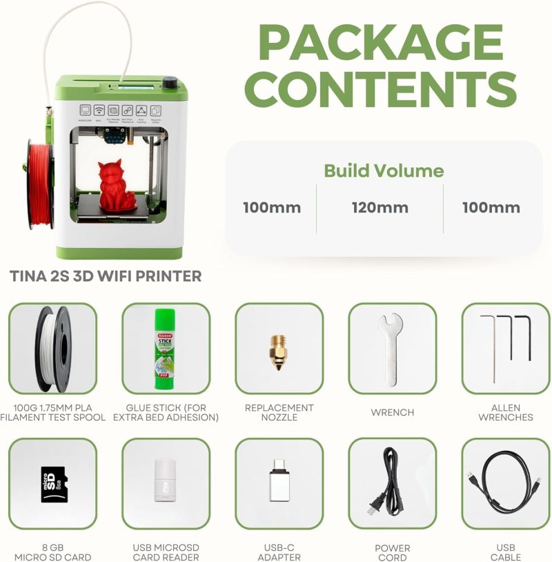 Assembled Mini 3D Printer for Kids and Beginners - Complete Starter Kit with Auto Leveling 3D Printing Machine, 10M PLA Filament, and SD Card - WiFi 3D Home Printer for MAC, Windows, and Linux - Image 6