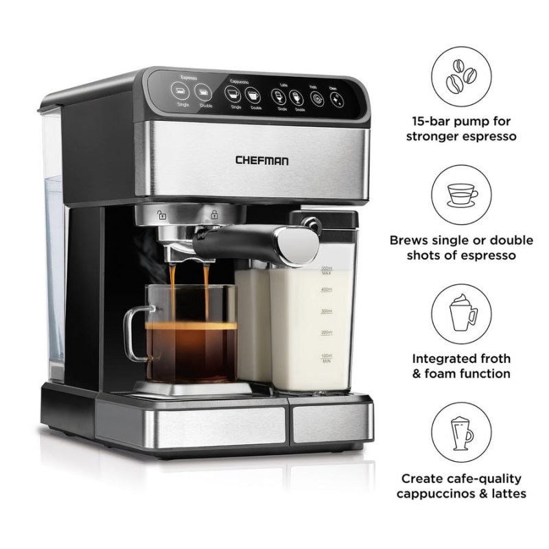 Chefman 6-in-1 Stainless Steel 15-Bar Pump Espresso Machine - 图片 2