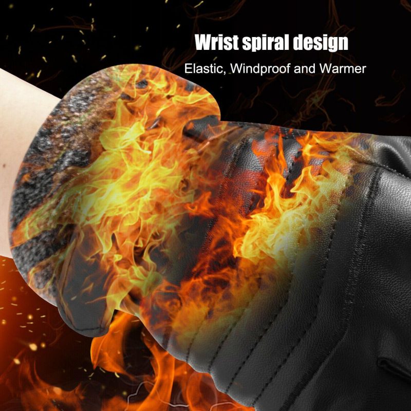 -30°C Leather Waterproof Winter Warm Ski Gloves | Touch Screen Compatible - Image 8