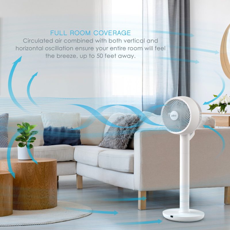 2-in-1 Circulating Floor Desk Fan 24 Fan Speeds, Vertical and Horizontal Oscillation, Optional Remote Control Operation, Auto-Off Timer and Sleep Mode Ideal for the Whole House - Image 10
