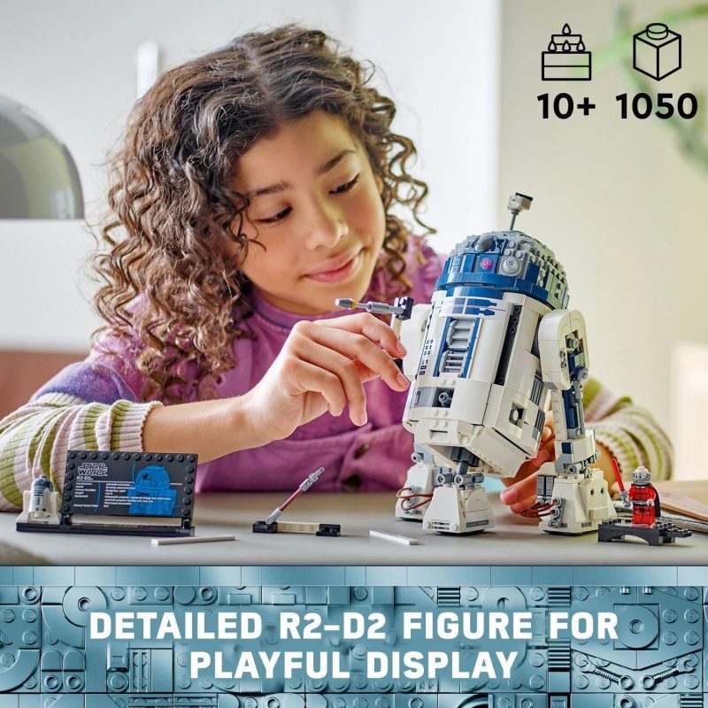 LEGO Star Wars R2-D2 Brick Built Droid Figure, Collectible Star Wars Room Décor with Exclusive 25th Anniversary Minifigure Darth Malak, Creative Play Gift Idea for Kids or Fans Ages 10 and Up, 75379 - Image 3